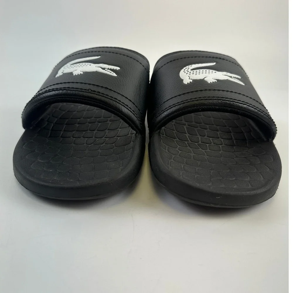 Lacoste Fraisier Slide Sandals Black Sporty Slip On Lightweight Casual Mens 9